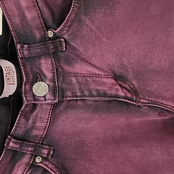 💥 BURGUNDY Distressed VINTAGE AMERICA Boho Skinny Jeans 💥